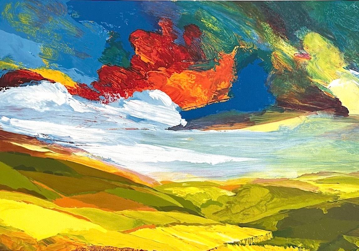 AFIRMACIÓN Litografía firmada, Paisaje abstracto, Cielo expresionista - Print Contemporáneo de David Leverett