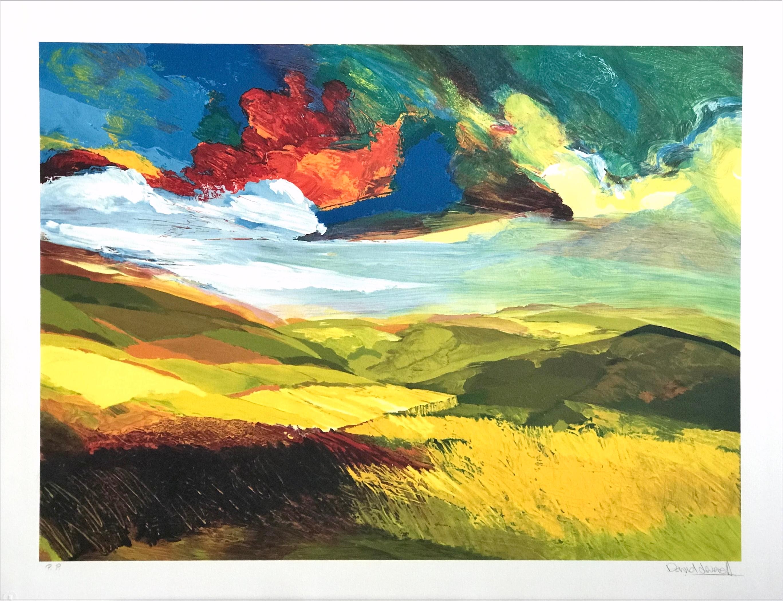 AFFIRMATION Signed Lithograph, Abstract Landscape, Expressionist Sky