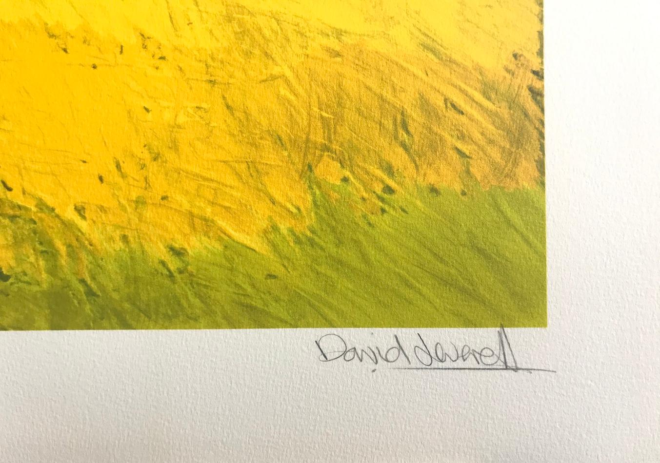 AFFIRMATION Signed Lithograph, Abstract Landscape, Multi Color Sky Yellow Field - Contemporary Print by David Leverett
