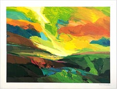 GREENFIELDS Signed Lithograph, Sacred Garden Series, Expressionist Landscape 