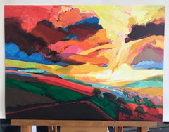 SUMMER RUSH Lithographie signée:: Série Sacred Garden:: paysage abstrait et audacieux