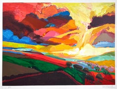 Lithographie signée Summer RUSH, série Sacred Garden, paysage abstrait
