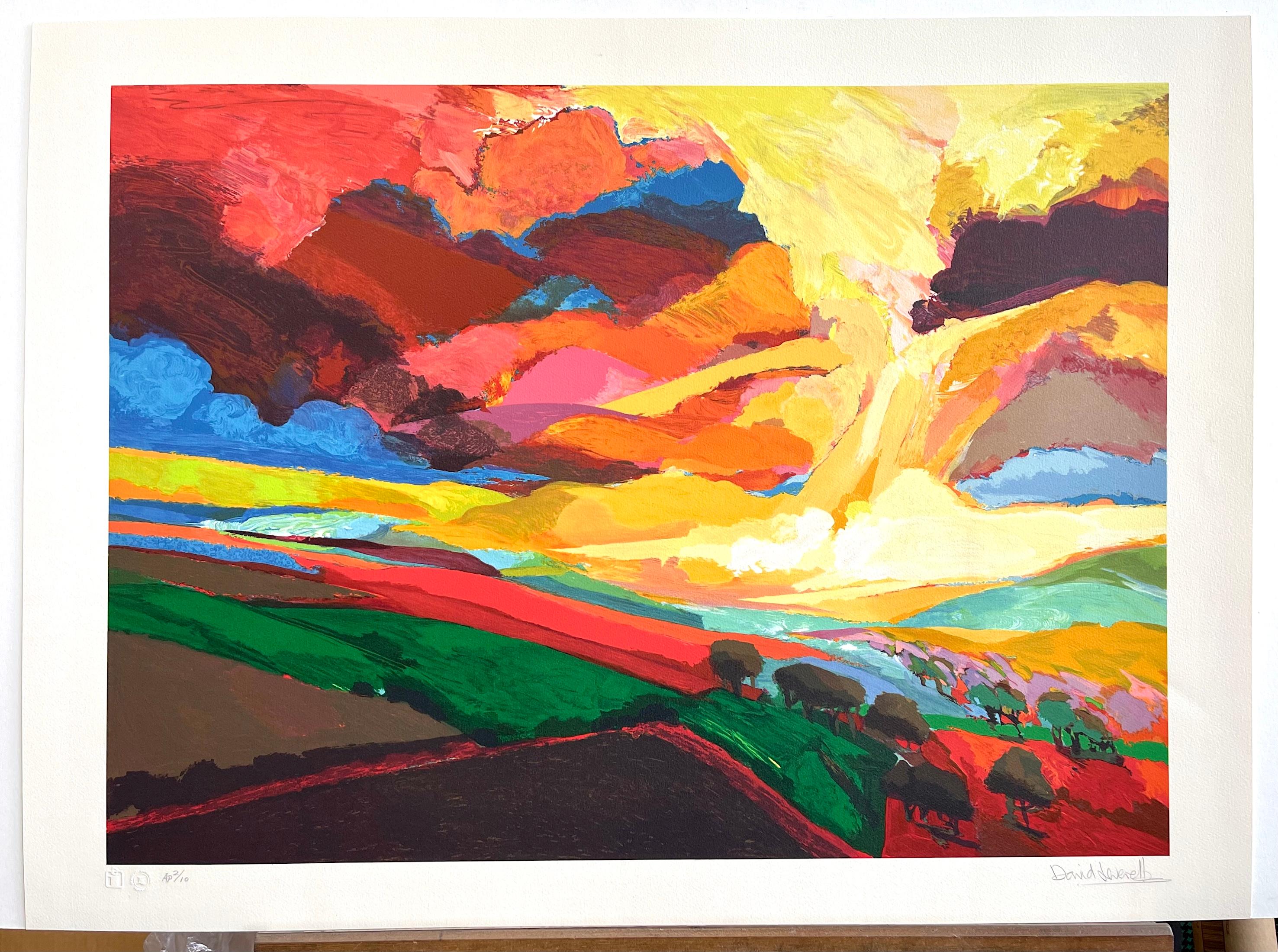 SUMMER RUSH Signed Lithograph, Sacred Garden Series, Abstract Landscape For Sale 4