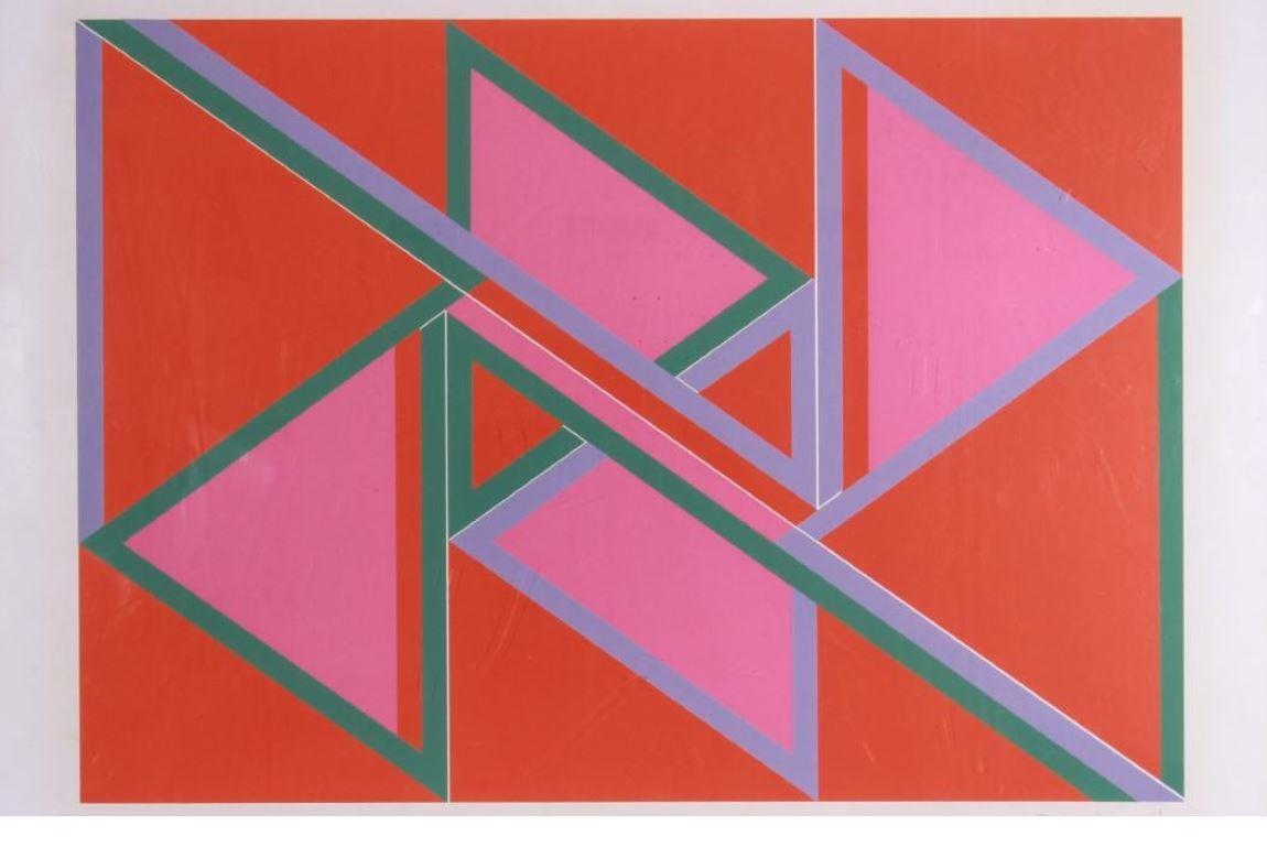 English David Leverett Untitled Serigraph Artwork in Pink and Red