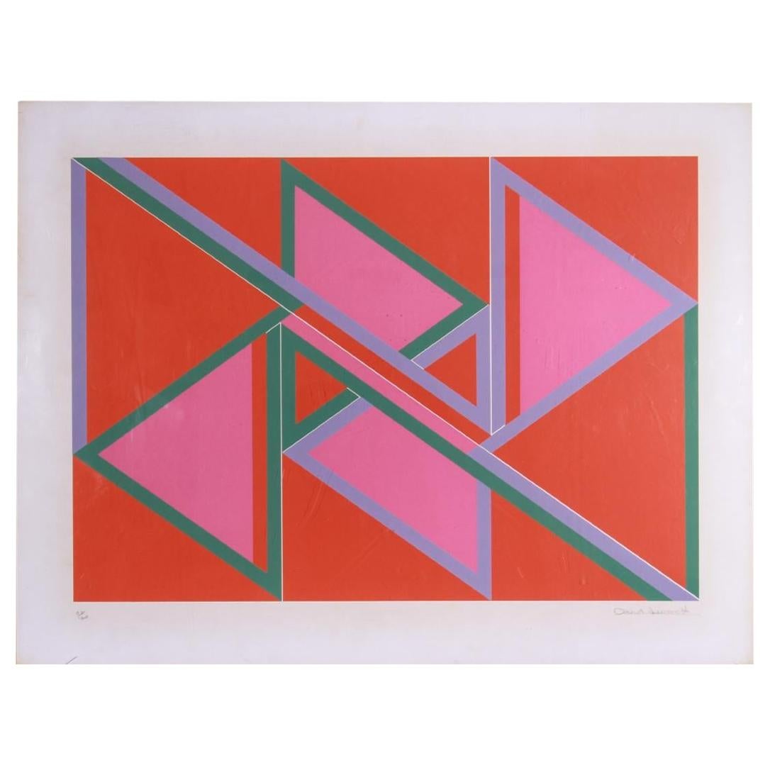 David Leverett Untitled Serigraph Artwork in Pink and Red