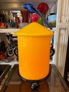 David Levi Bird Jar Glass, American 20th Century Contemporary Art Glass Vase