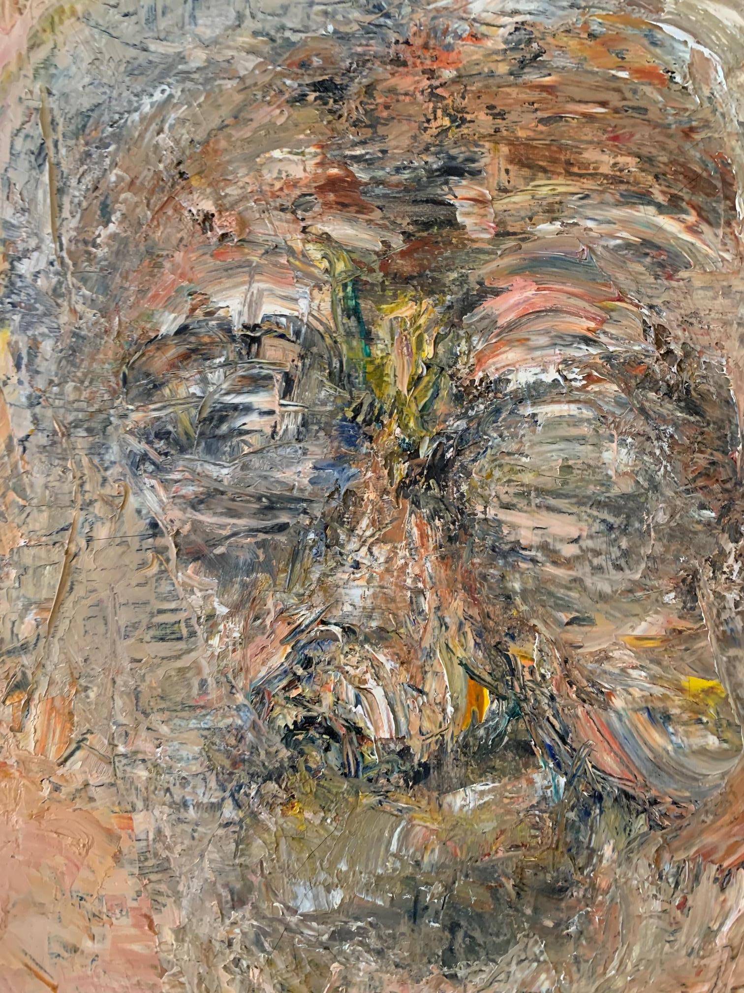 Ritratto di un uomo  Olio astratto contemporaneo su tela di Leviathan - Painting di David Leviathan