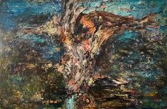 « Hero de la guerre » de David Leviathan - Grande peinture à l'huile abstraite et vibrante d'origine