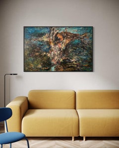 „War Hero“ von David Leviathan - Großes lebhaftes abstraktes Original-Ölgemälde