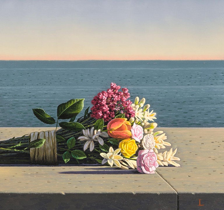 Candle and Flowers - Contemporary Painting by David Ligare
