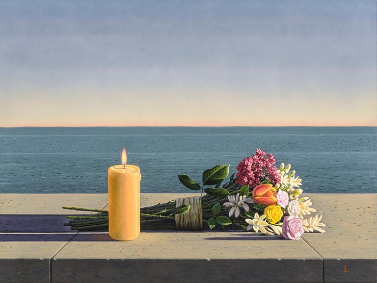 David Ligare Landscape Painting - Candle and Flowers