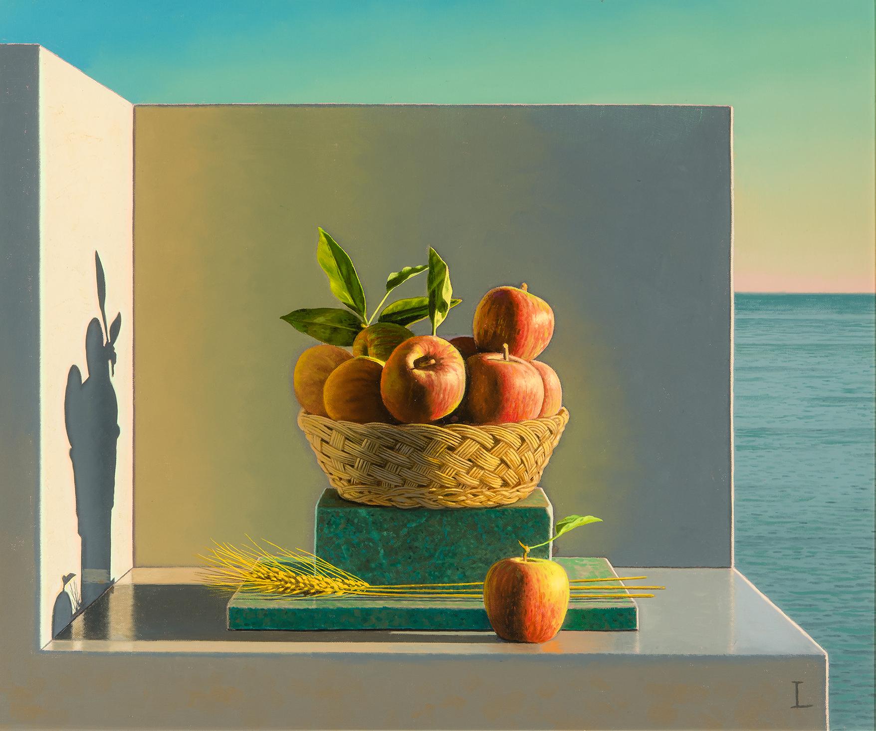 David Ligare Still-Life Painting - Offering: Apples & Wheat