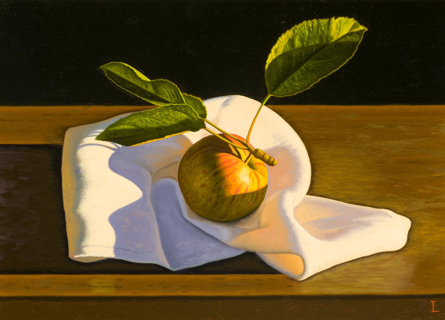 Still-Life Painting di David Ligare - Natura morta con mela su stoffa