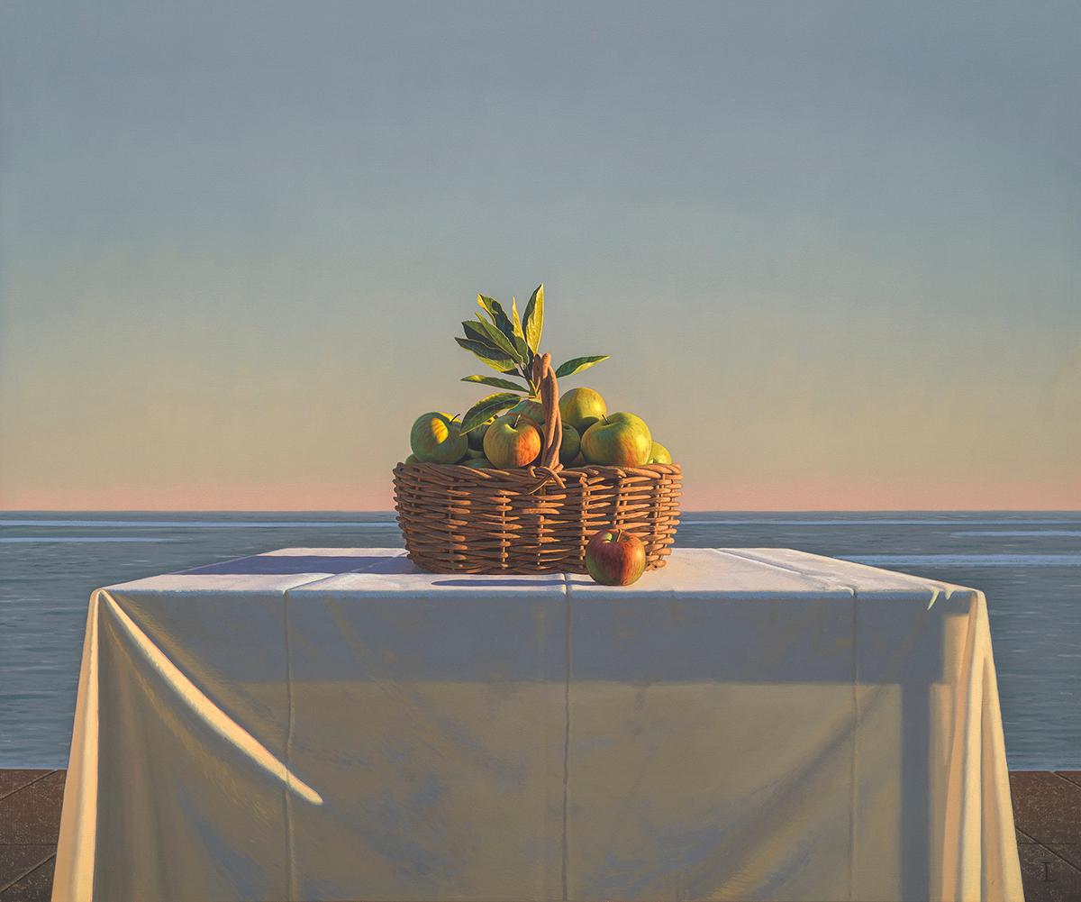 David Ligare Still-Life Painting - Still Life with Basket of Apples