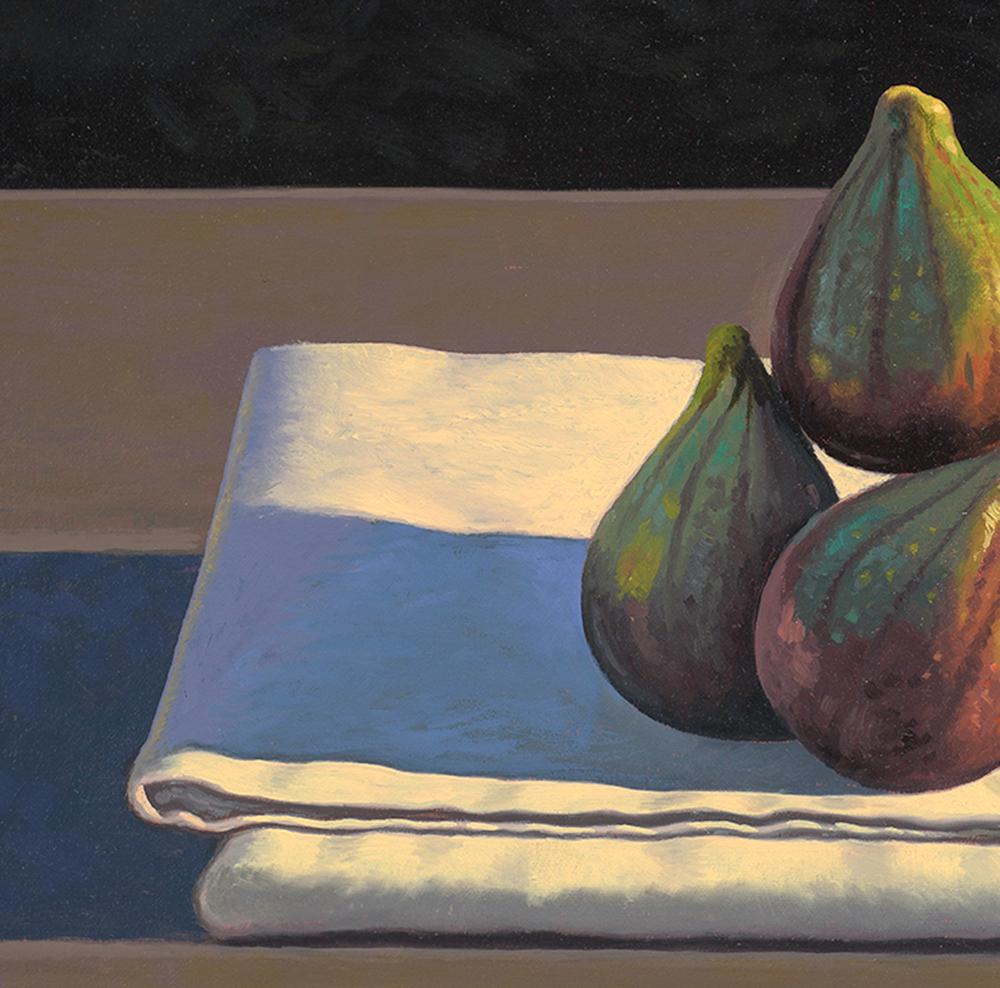 Natura morta con fichi su tela - Still-Life Painting Nero di David Ligare