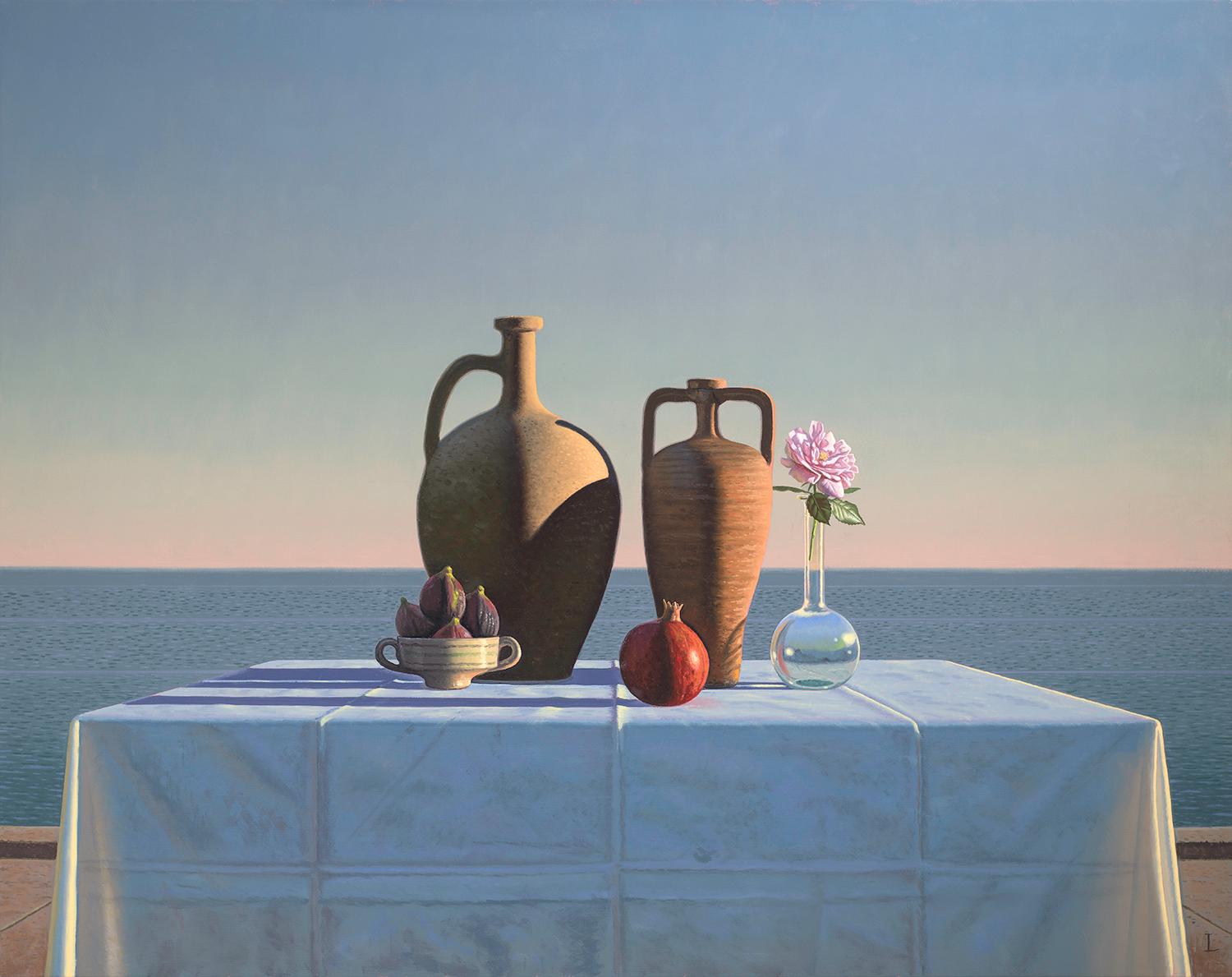 David Ligare Still-Life Painting - Still Life with Figs, Pomegranate and Rose