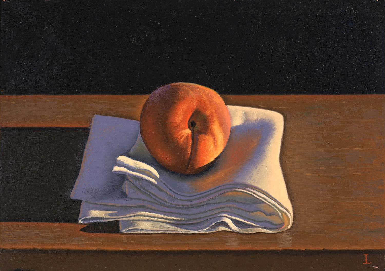 David Ligare Still-Life Painting - Still Life with Peach on Cloth 
