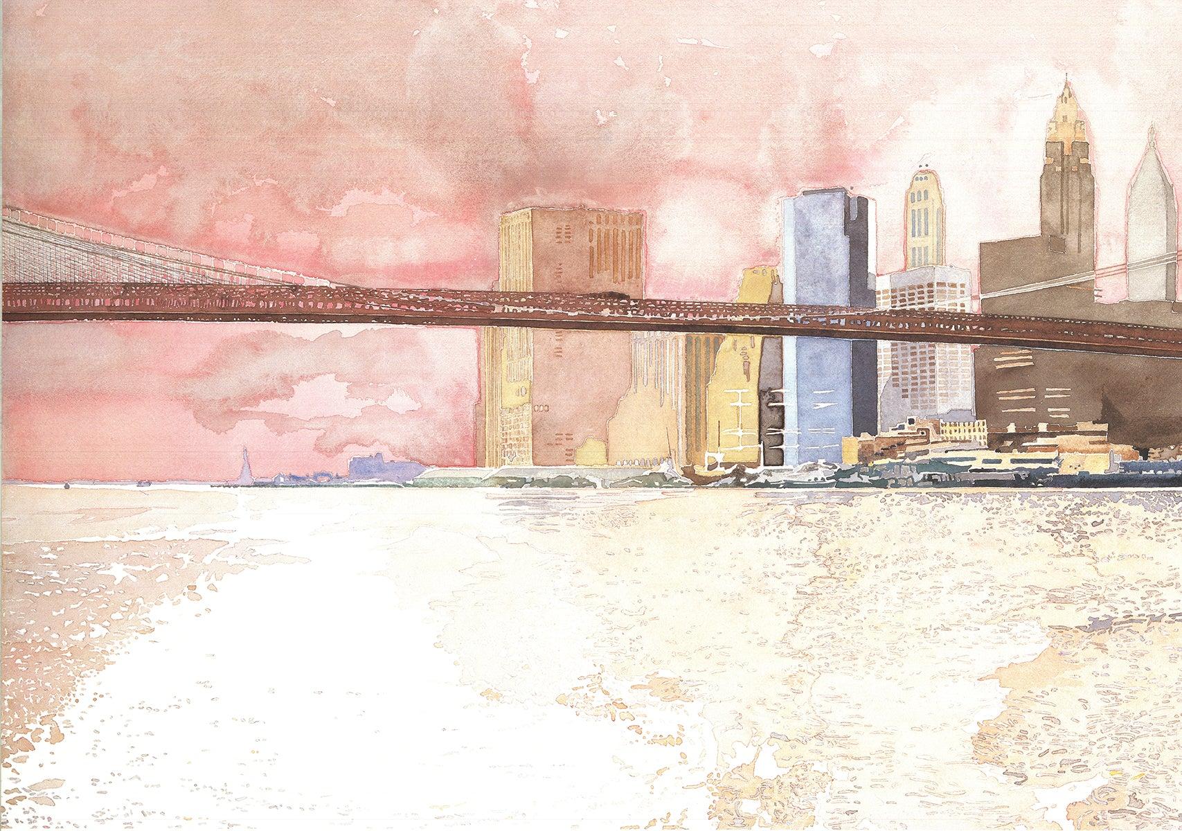 Poster celebrativo del 'Ponte di Brooklyn' Dyptich 1983 in vendita 1