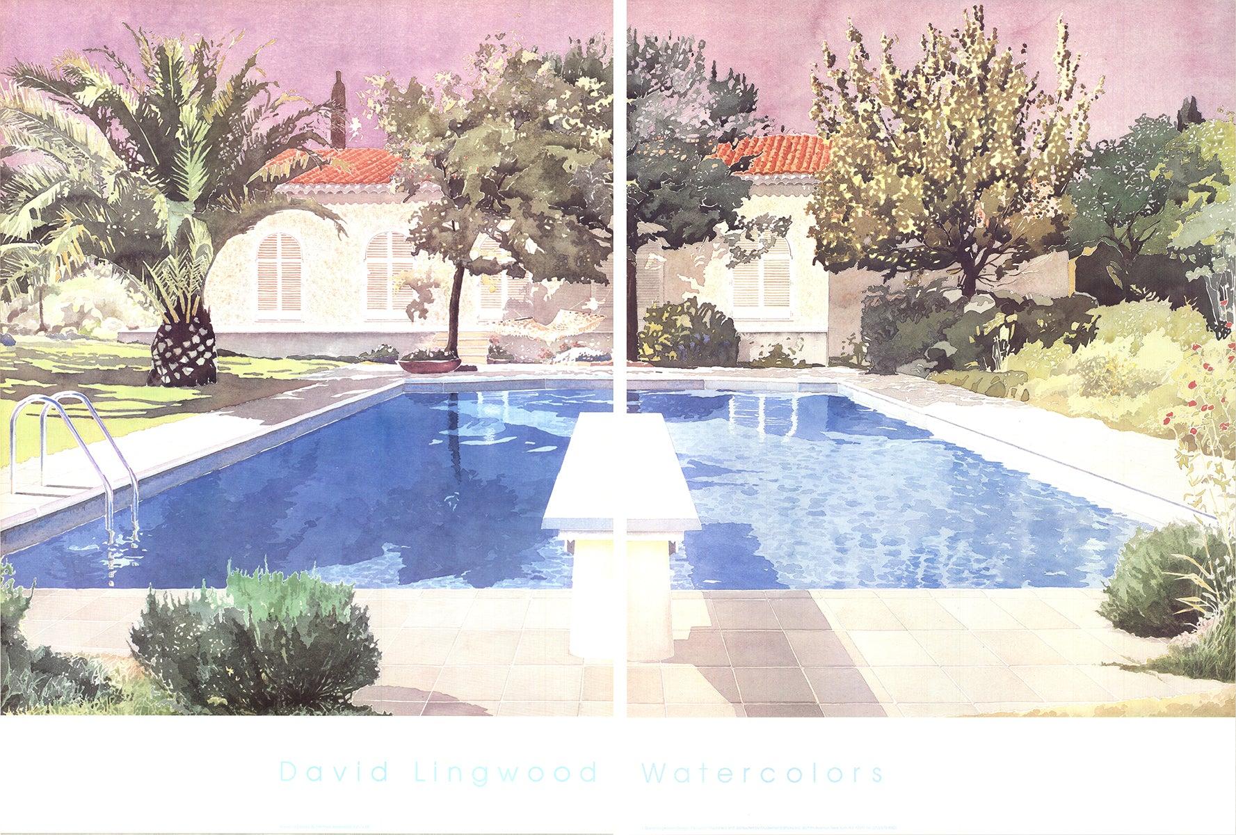 David Lingwood Landscape Print - La Piscine/The Pool at Le Trayas