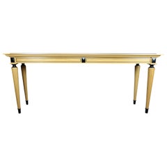 David Linley British Mid-Century Modern Marble-Top Satinwood Console Table