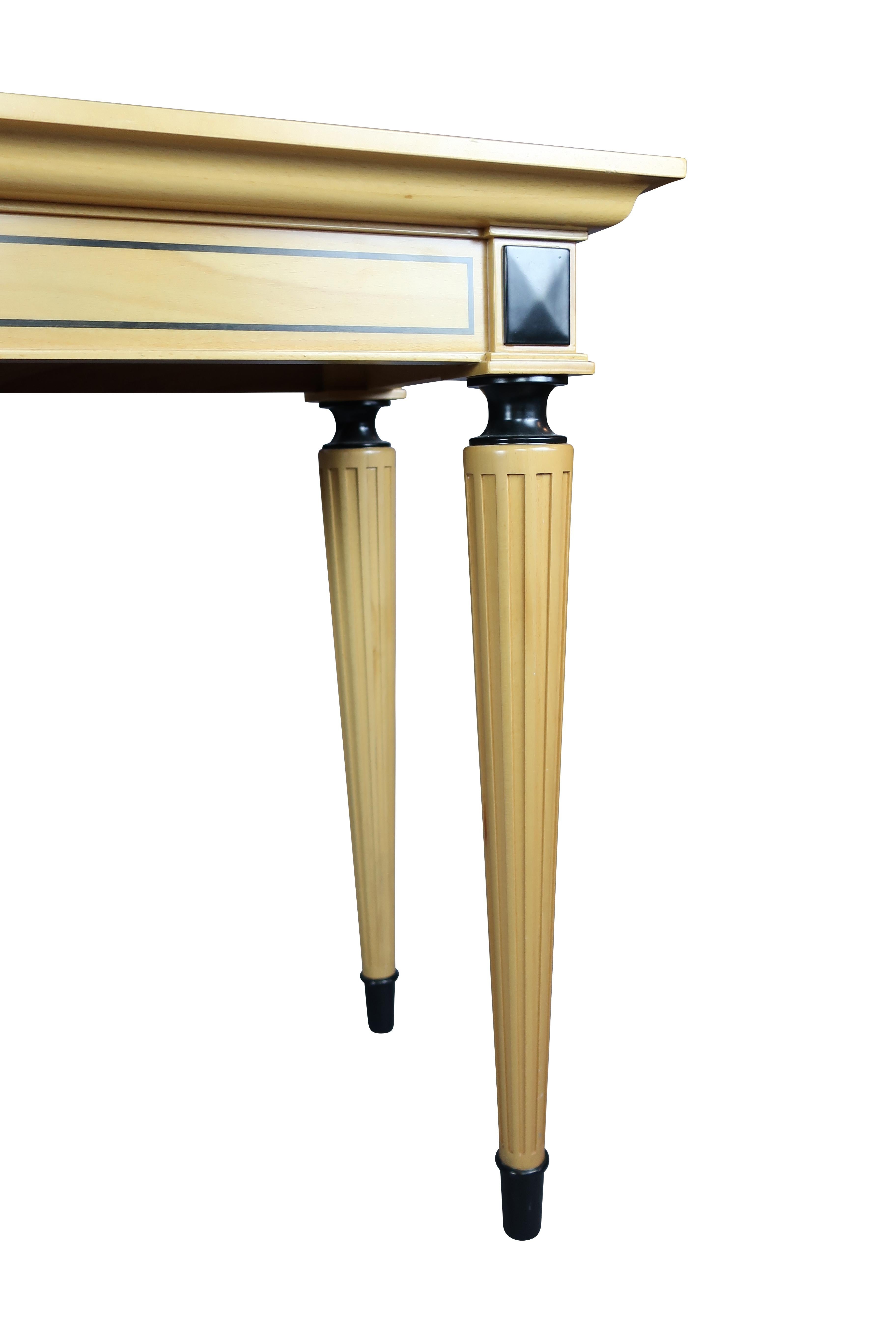 David Linley British Mid-Century Modern Marble-Top Satinwood Console Table 1