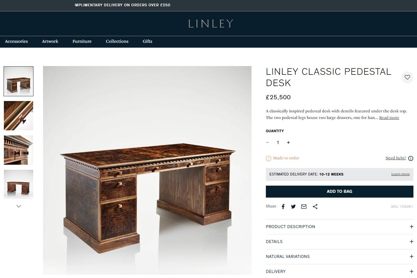 David Linley Burr, scrivania classica in legno di noce per il restauro del legno. in vendita 3
