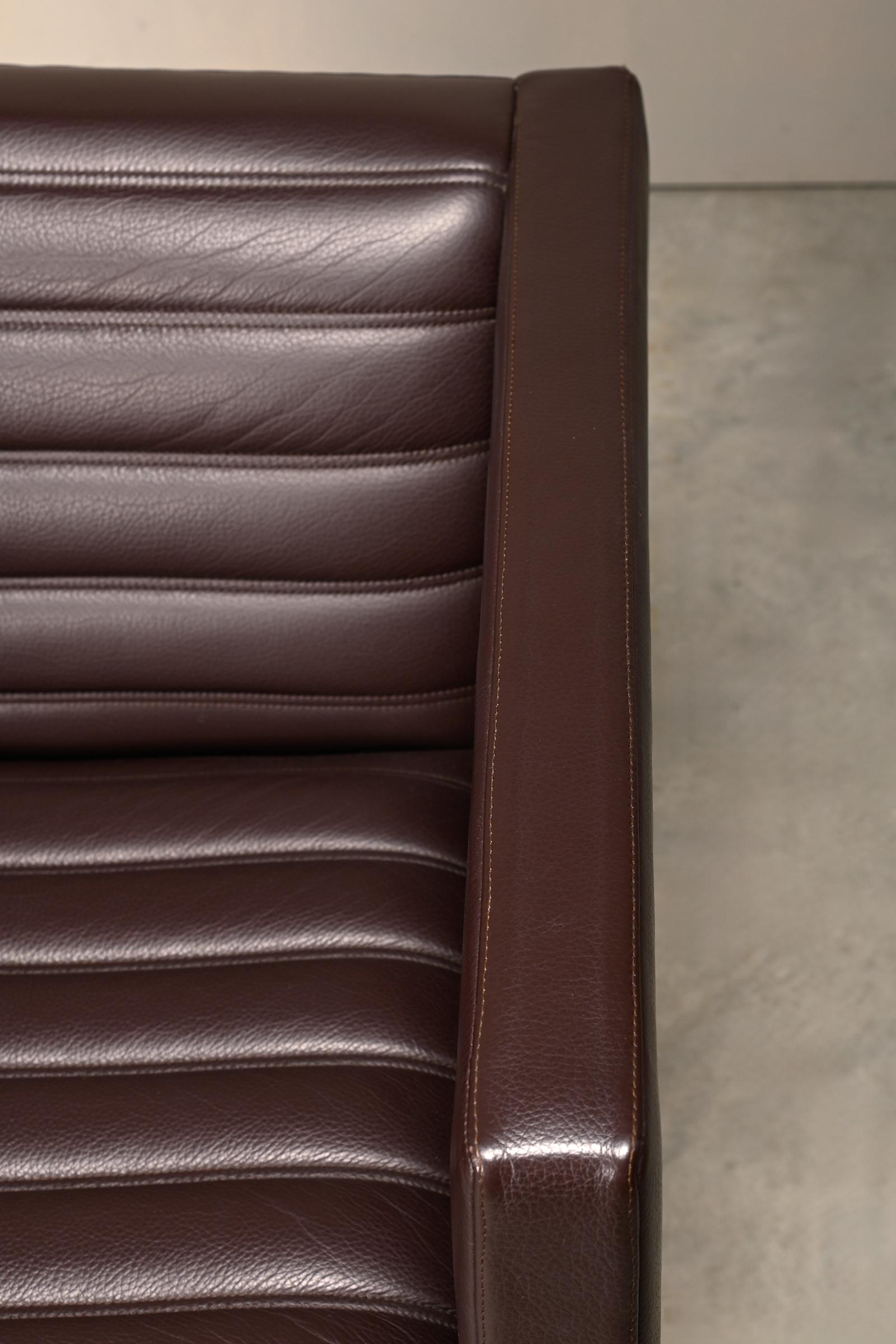 David Linley Dice Armchairs in chocolate brown leather by LINLEY, London For Sale 7