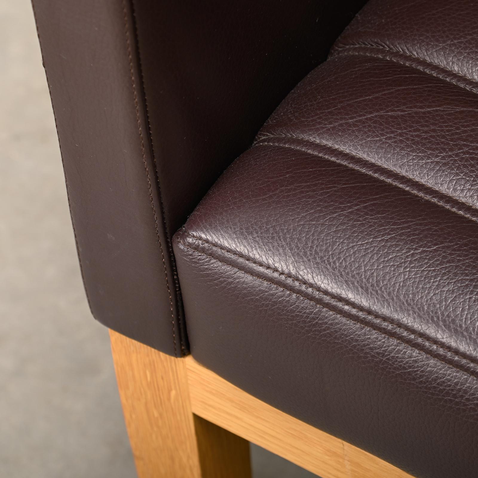 David Linley Dice Armchairs in chocolate brown leather by LINLEY, London For Sale 8