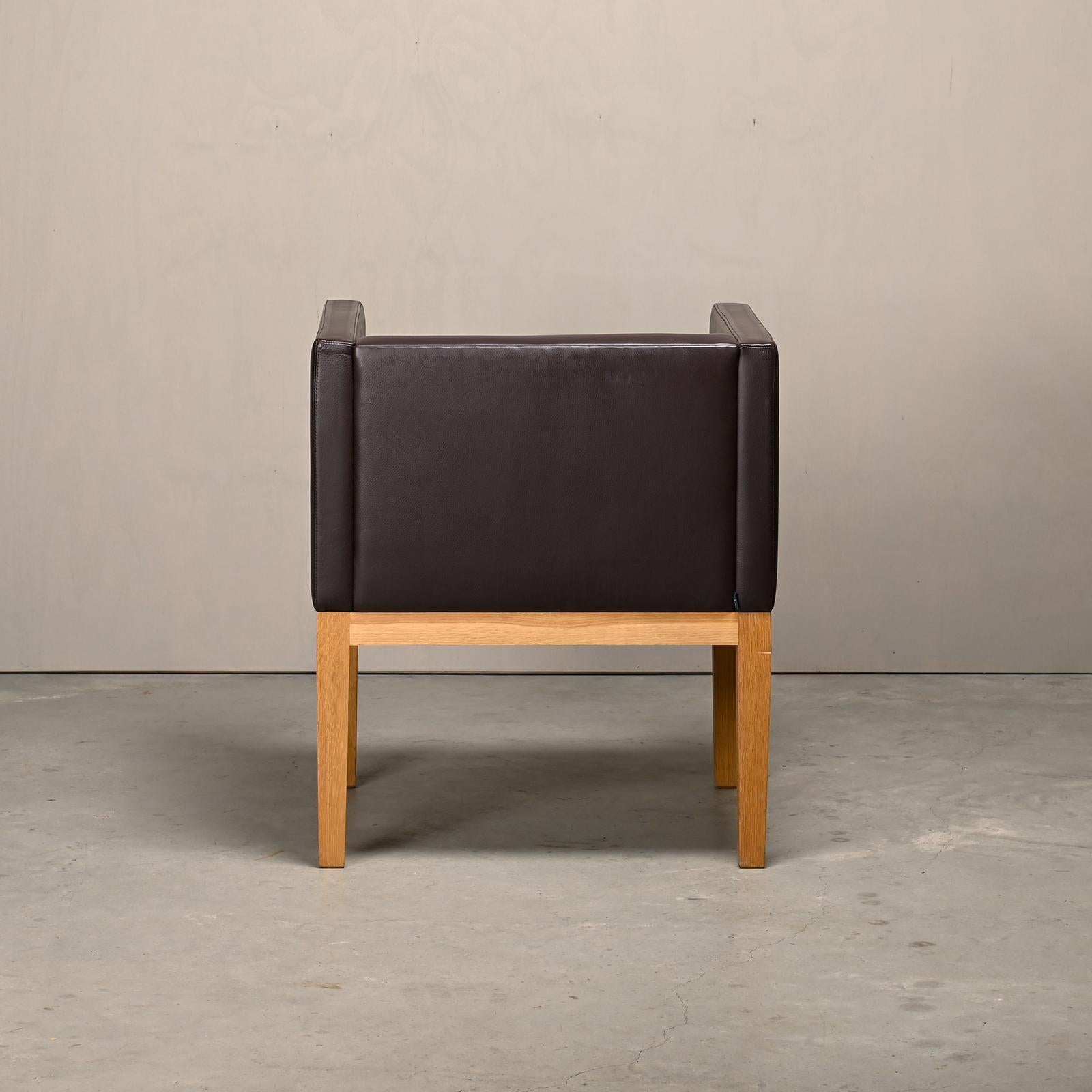 David Linley Dice Armchairs in chocolate brown leather by LINLEY, London For Sale 1