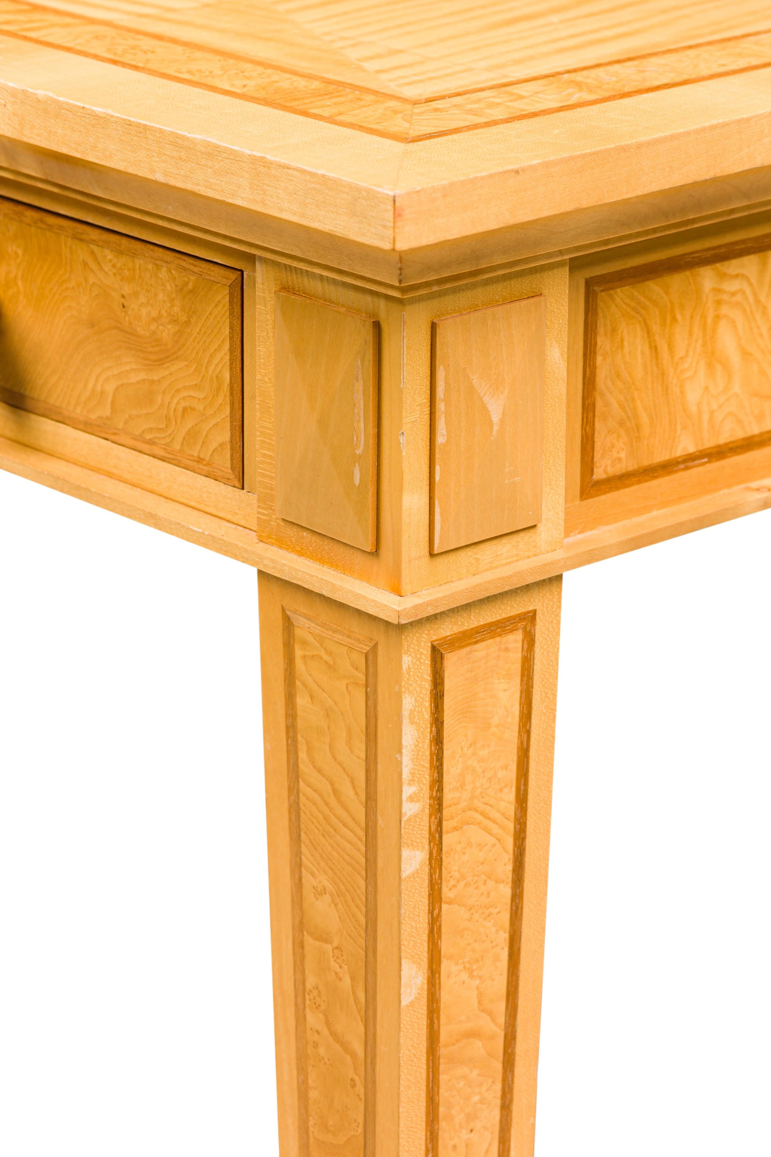 David Linley English Cherry Maple & Burr-ash Three Drawer Writing Desk For Sale 5
