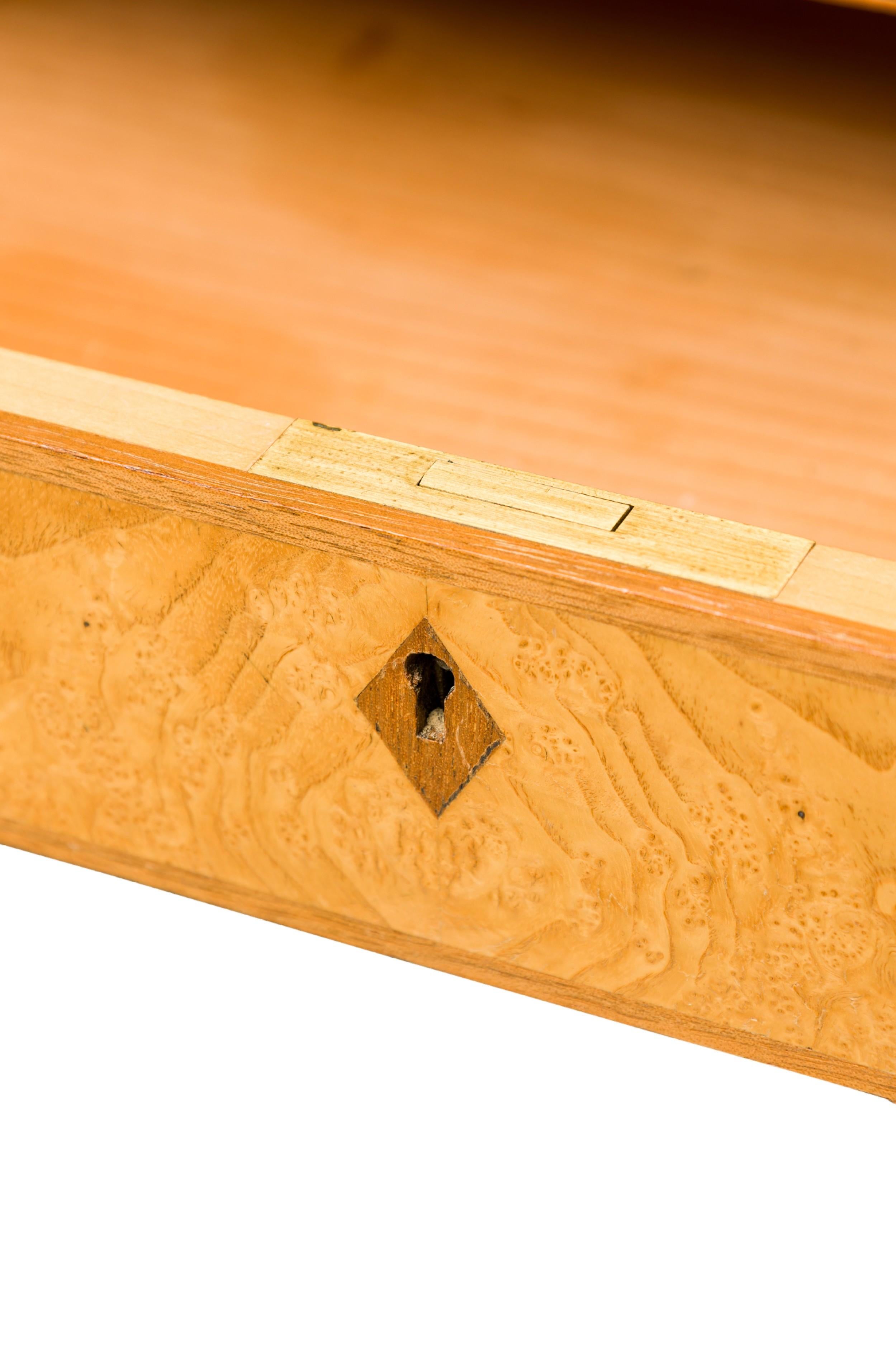 20th Century David Linley English Cherry Maple & Burr-ash Three Drawer Writing Desk For Sale