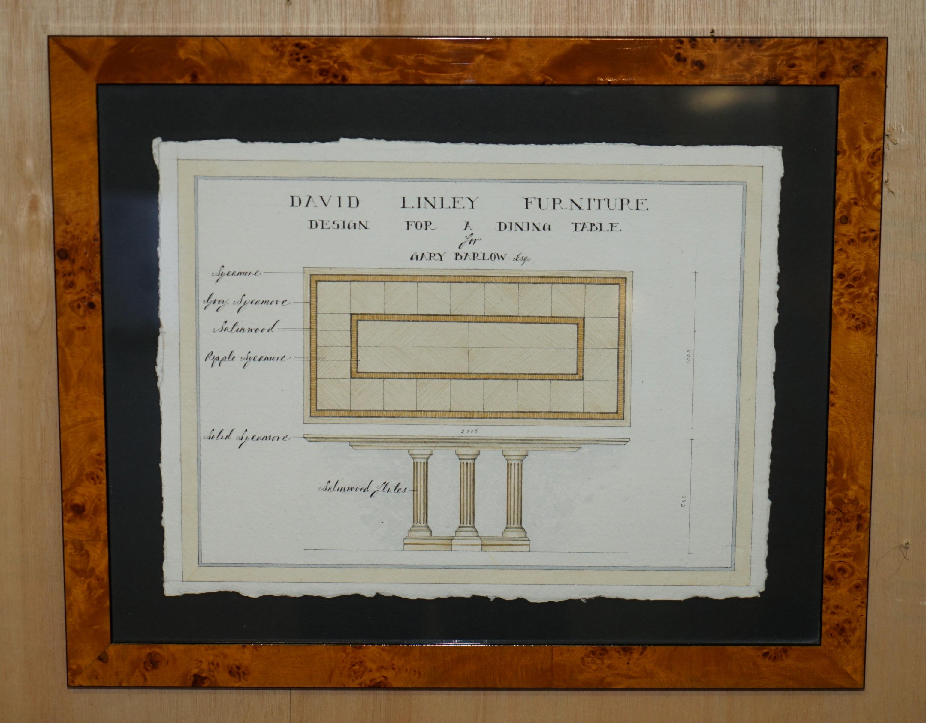 Table de salle à manger DAVID LINLEY FOR GARY BARLOW SYCAMORE PAINTING ORIGINAL WATERCOLOUR PAINTING en vente 11