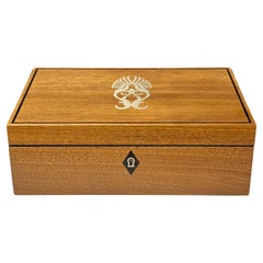 David Linley London Marquetry Watch and Cufflink Jewelry Box with Key
