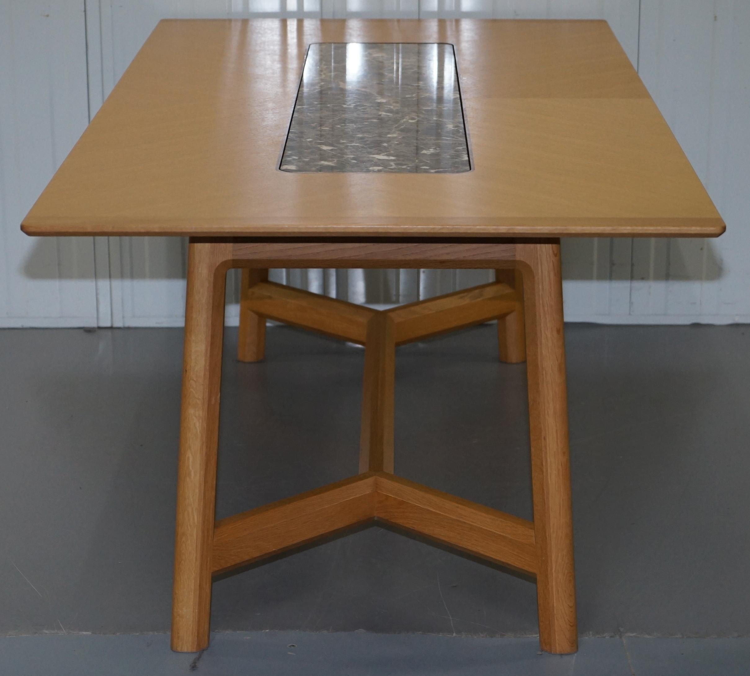 David Linley Newlyn Sycamore Wood and Marble Hayrake Dining Table For Sale 6