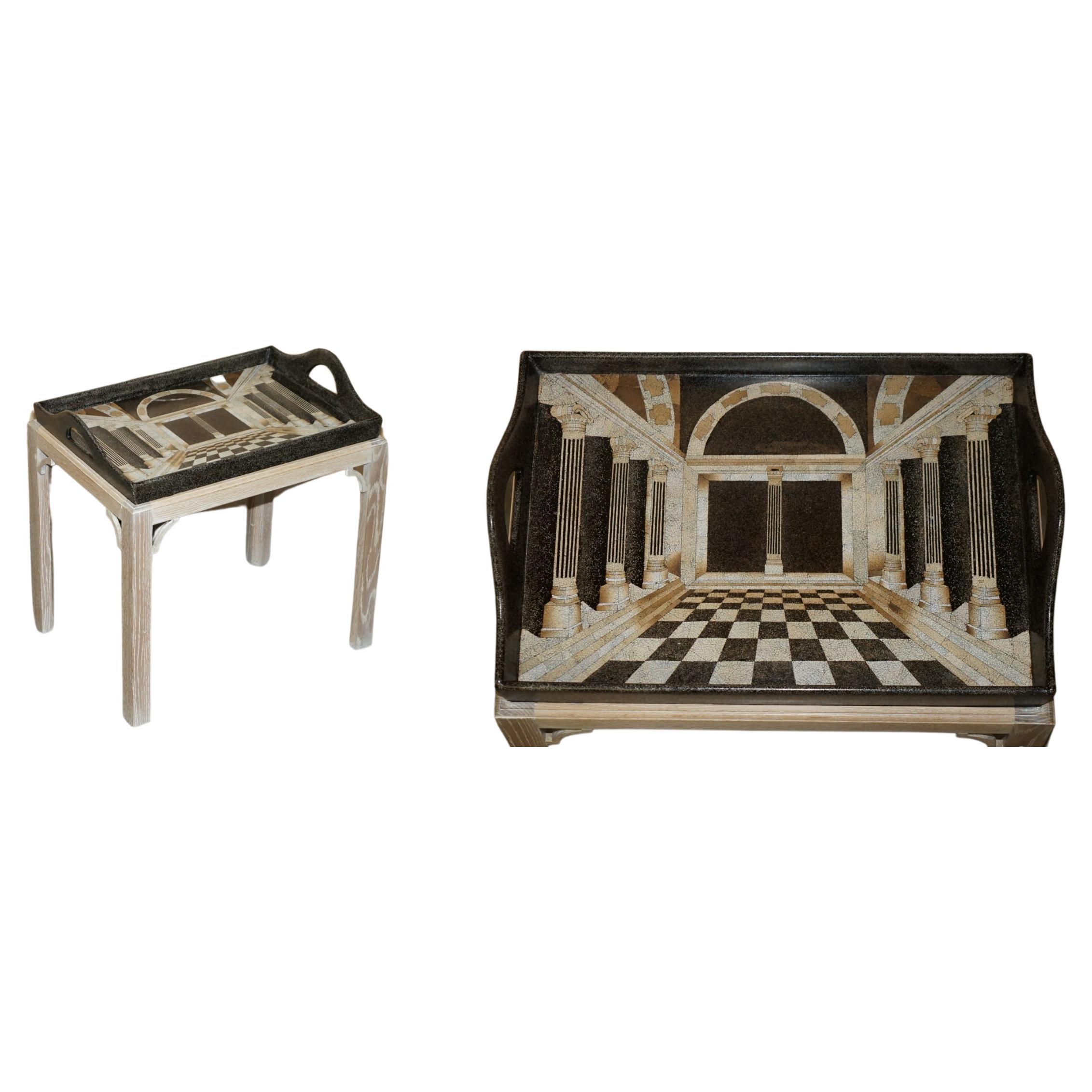 DAVID LINLEY PERSPECTIVE TRAY TABLE WiTH ITALIAN MOSAIC TILE STYLE FINISH For Sale