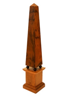 David Linley Sycamore And Burr Walnut Wood Desk Obelisk