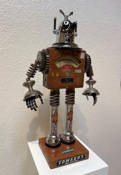 "Edwards" - Found Object Assemblage Robot Sculpture, 2025