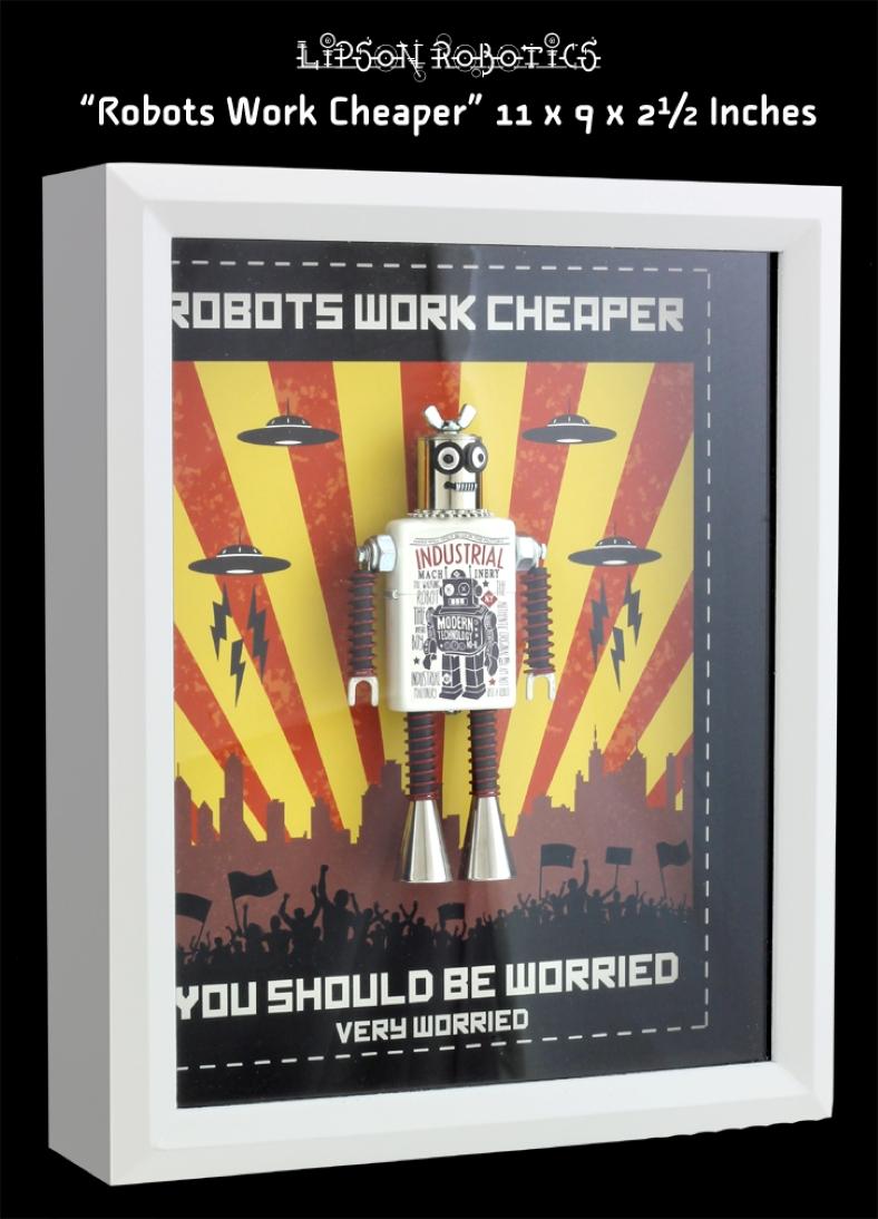„Robots Work Cheaper“ (2024) von David Lipson, Original Skulptur in Mischtechnik im Angebot 1