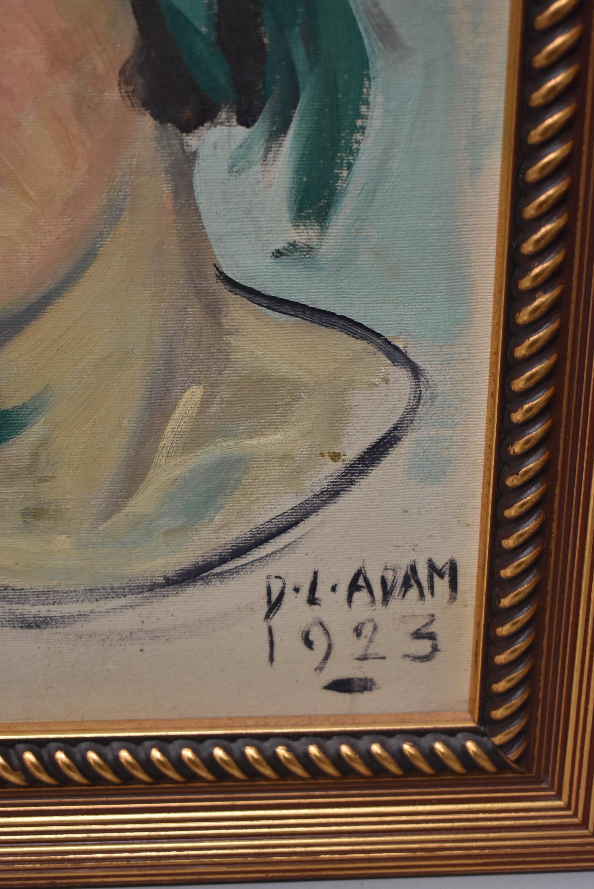 David Livingston Adam (1883-1924) Oil Painting, Portrait of a Lady. In Good Condition For Sale In Toledo, OH