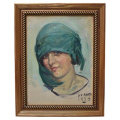 David Livingston Adam (1883-1924) Pintura al óleo, Retrato de una dama.