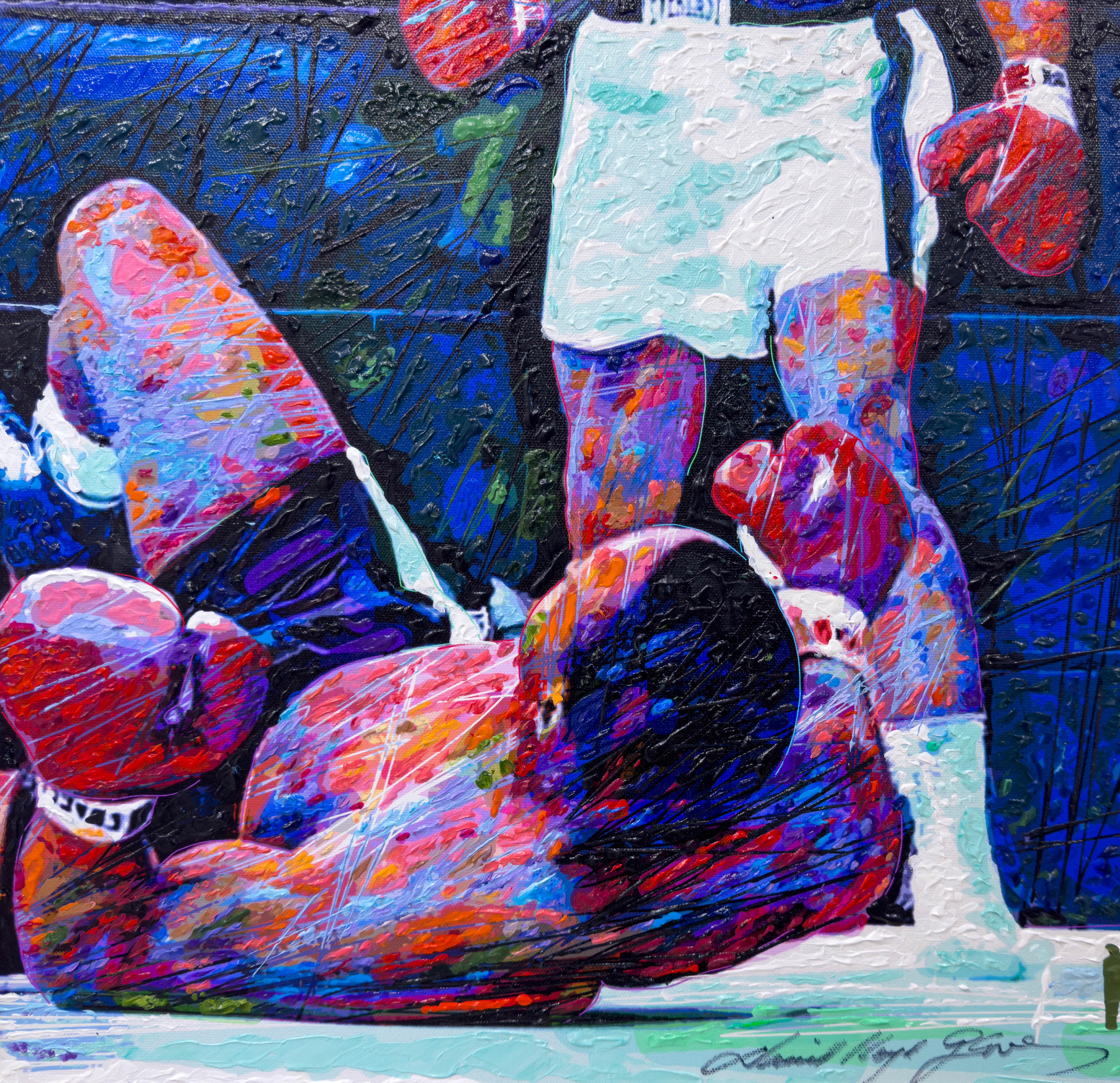 Peinture technique mixte originale de Muhammed Ali contre Sonny Liston en vente 4