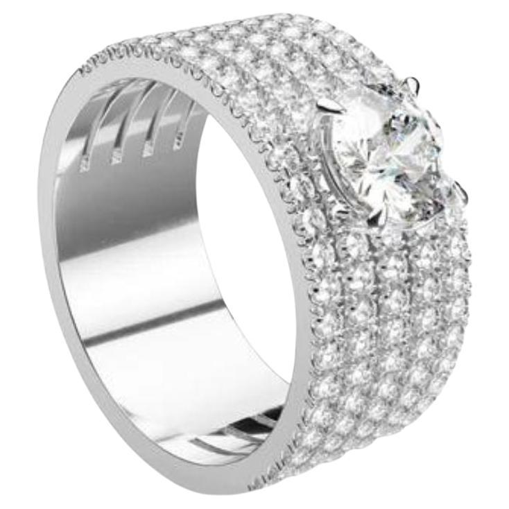 David locco Diamonds Sustainable 18K White Gold First Lady Ring Elegance For Sale