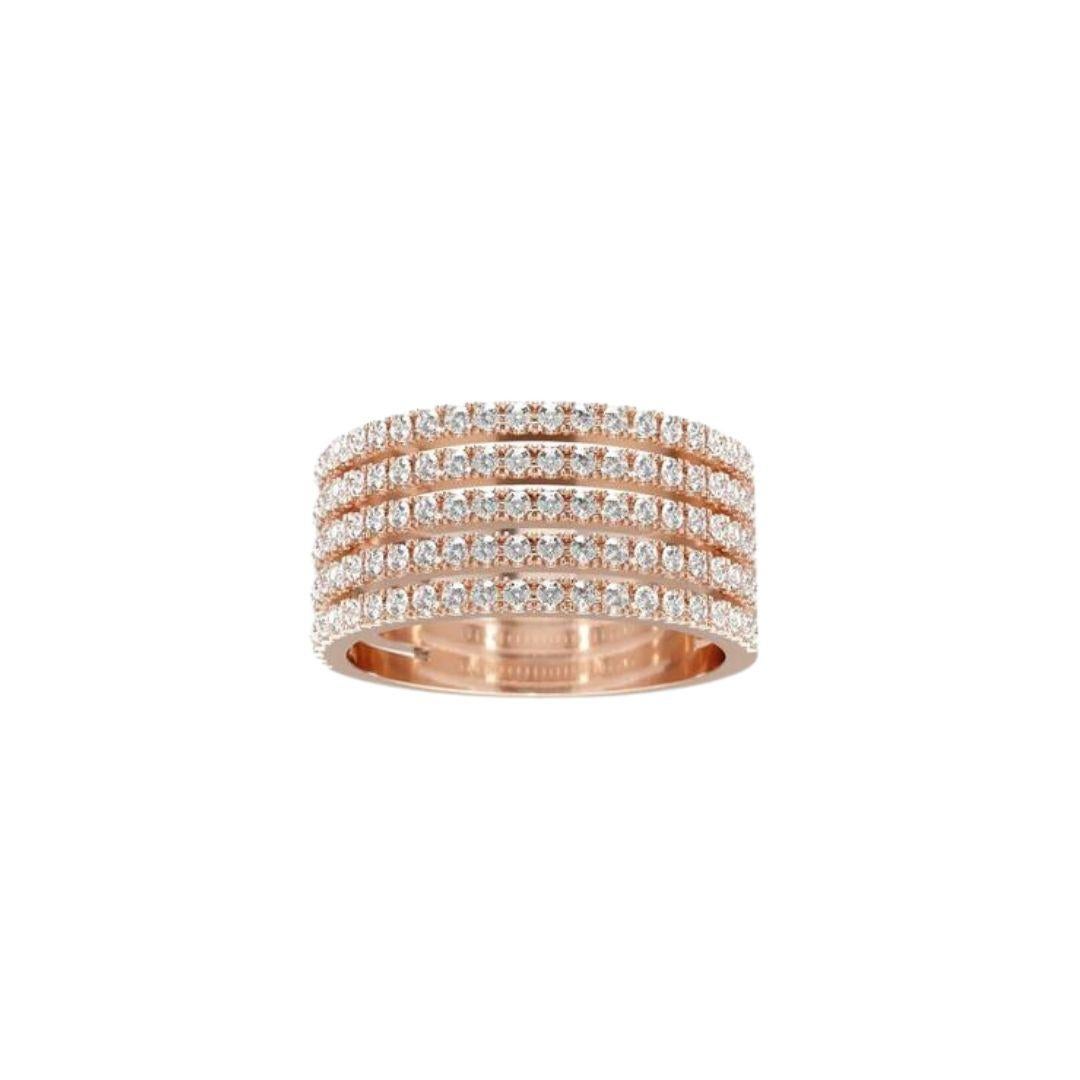 Sumptuous ring, which has its inspiration in the dream pursued by David Locco Diamonds through its sustainable diamonds. Five rails draw a memorable beam of light symbolizing the clean origin of the firm's jewelry.

An elegant design, with fine