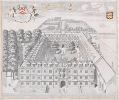Clare College, Cambridge 1690, Luftaufnahmesgravur von David Loggan