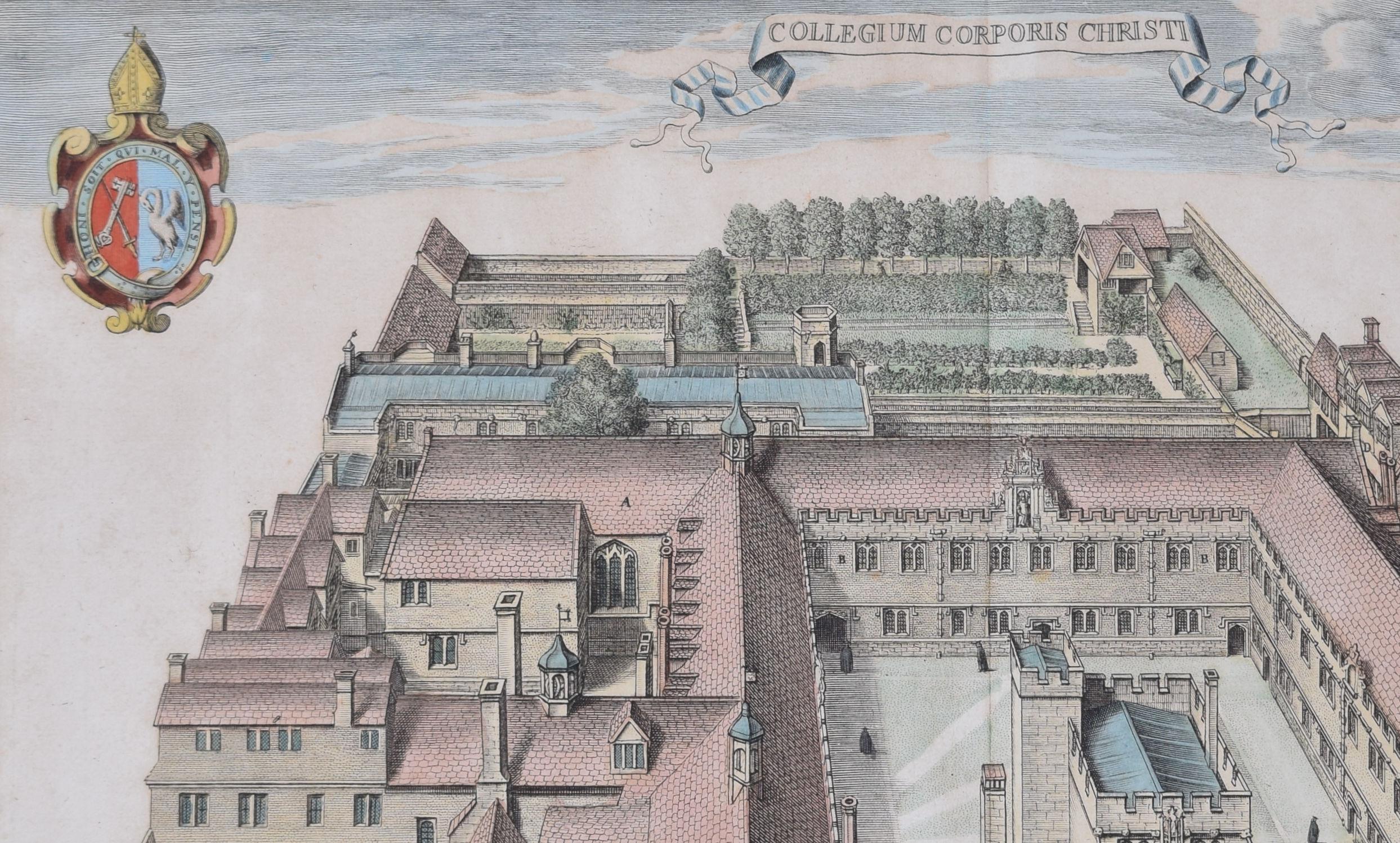 Corpus Christi College, Oxford 1675 grabado por David Loggan en venta 1