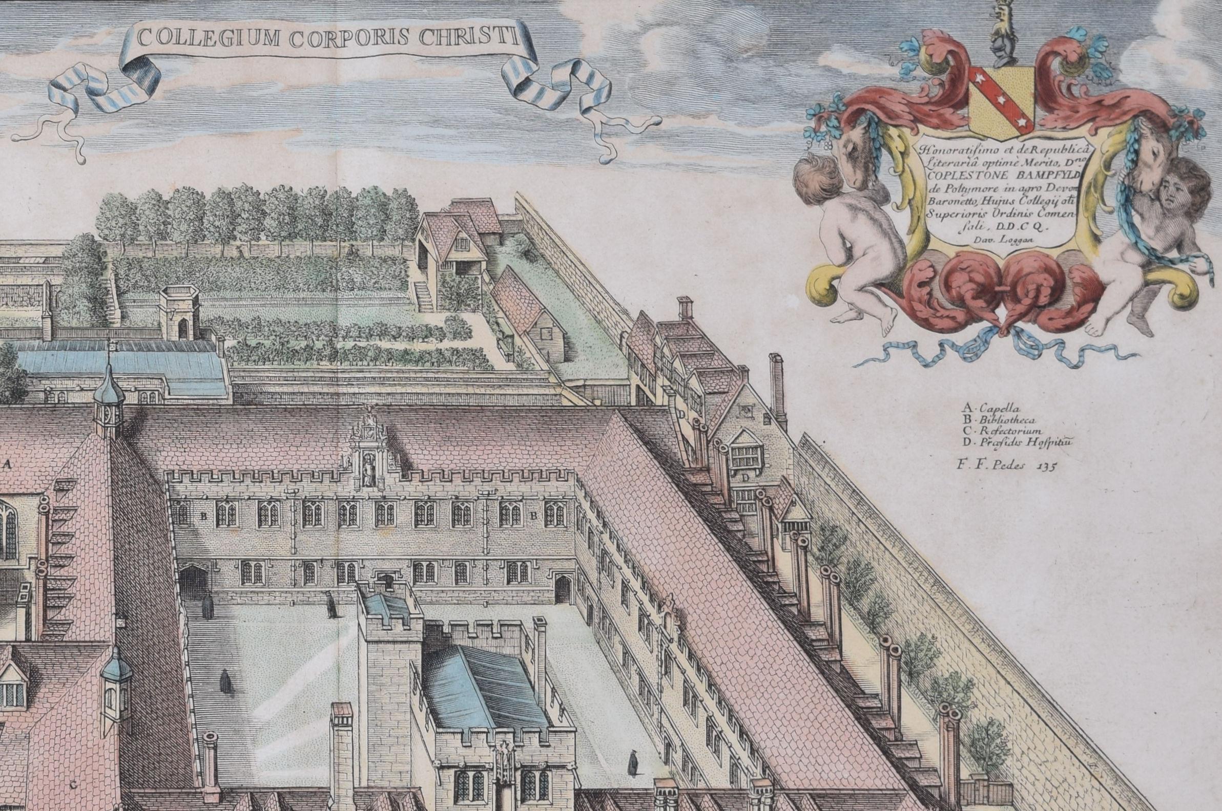 Corpus Christi College, Oxford 1675 grabado por David Loggan en venta 2