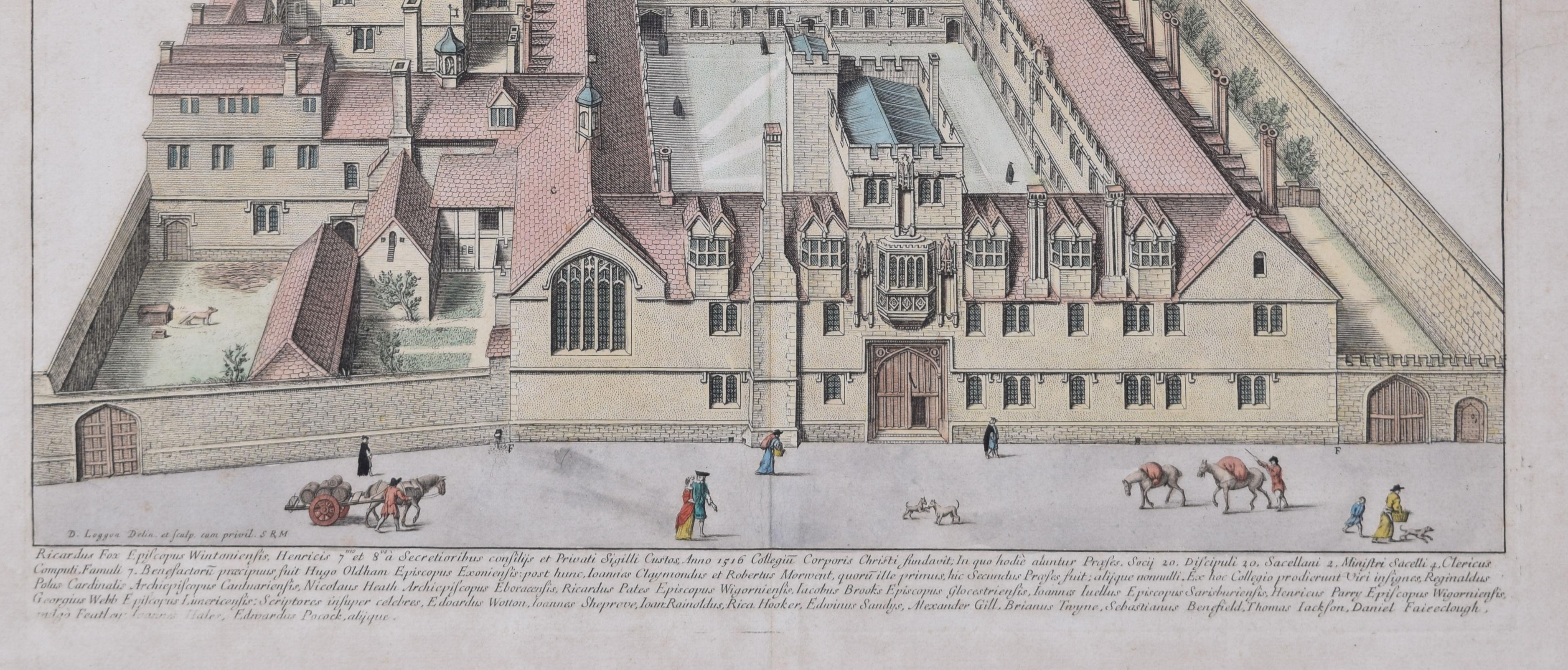 Corpus Christi College, Oxford 1675 grabado por David Loggan en venta 3