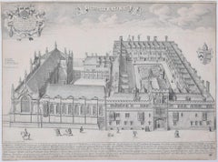 Antique David Loggan Brasenose College Oxford Collegium Aenei Nasi Print 1675 engraving