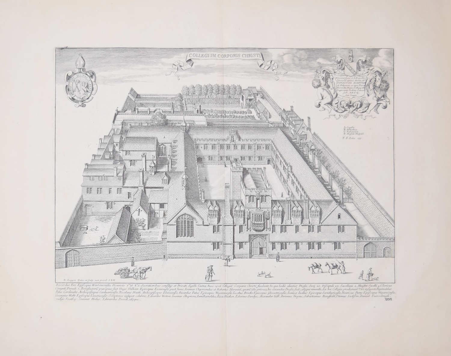 David Loggan (1634-1692)
Collège Corpus Christi, Oxford
Gravure, circa. 1675
30 x 41cm

Pour voir nos autres vues d'Oxford et de Cambridge, faites défiler vers le bas jusqu'à "Plus de ce vendeur" et en dessous cliquez sur "Tout voir de ce vendeur" -