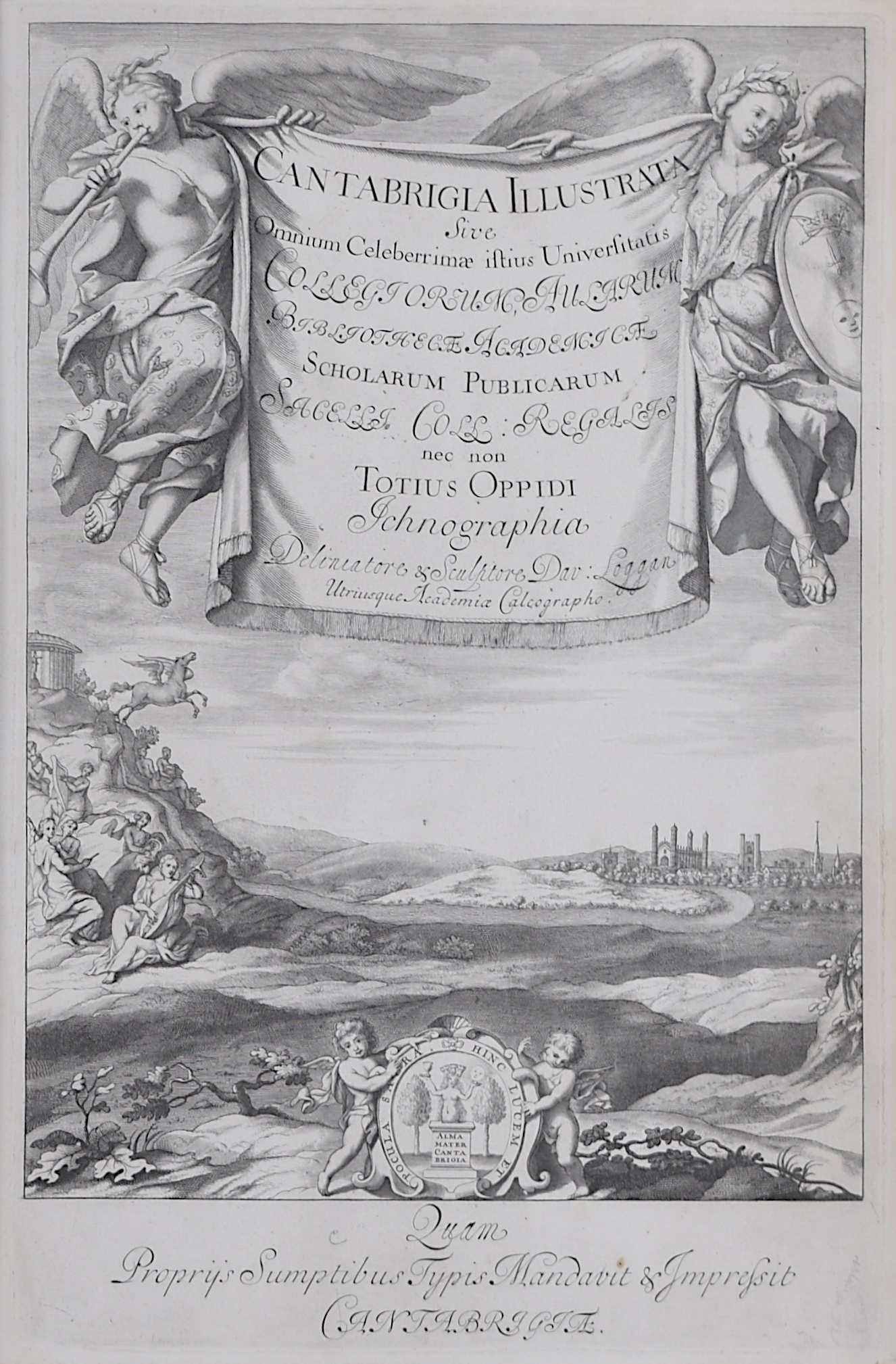 David Loggan : Gravure de l'Université de Cambridge 1690 – Chef-d'œuvre et dédication en vente 3